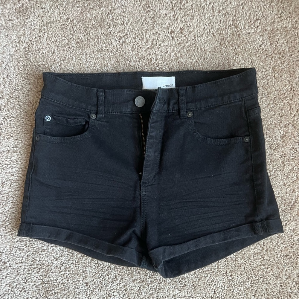 Black High-waisted Denim Shorts